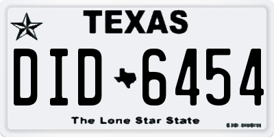 TX license plate DID6454