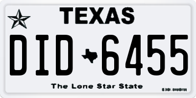 TX license plate DID6455