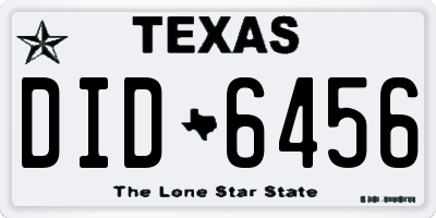 TX license plate DID6456