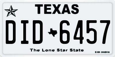 TX license plate DID6457