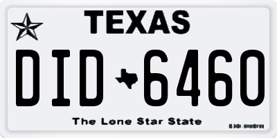 TX license plate DID6460