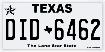 TX license plate DID6462