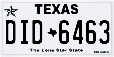 TX license plate DID6463