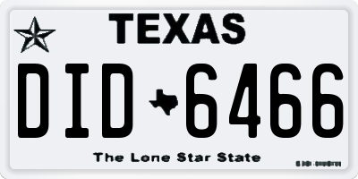 TX license plate DID6466