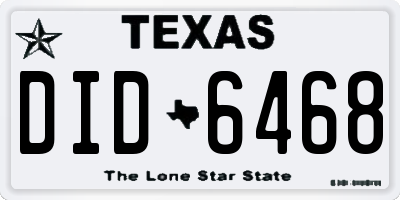 TX license plate DID6468