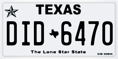 TX license plate DID6470
