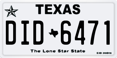 TX license plate DID6471