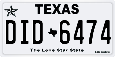 TX license plate DID6474