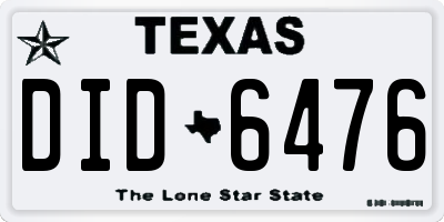 TX license plate DID6476