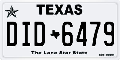 TX license plate DID6479