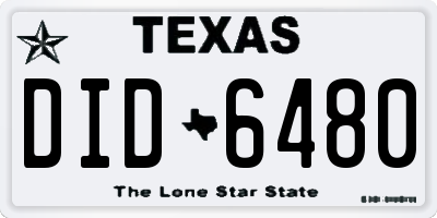 TX license plate DID6480