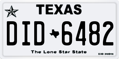 TX license plate DID6482