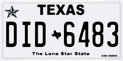 TX license plate DID6483