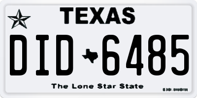 TX license plate DID6485