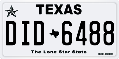 TX license plate DID6488