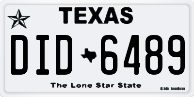 TX license plate DID6489