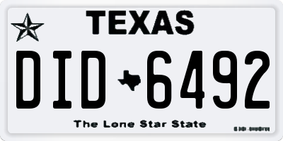 TX license plate DID6492