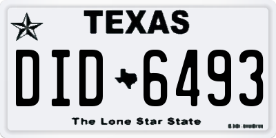 TX license plate DID6493