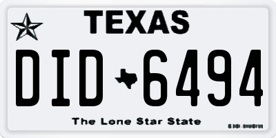 TX license plate DID6494