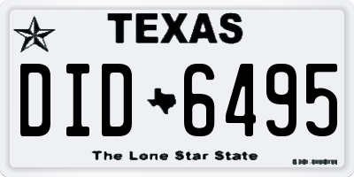 TX license plate DID6495
