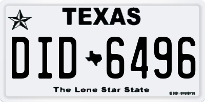 TX license plate DID6496