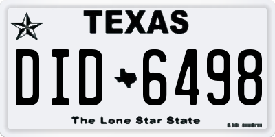 TX license plate DID6498