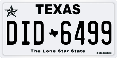 TX license plate DID6499