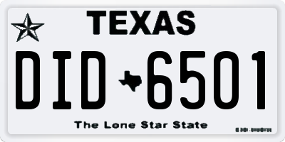 TX license plate DID6501