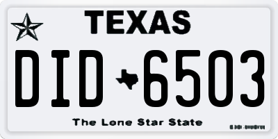 TX license plate DID6503