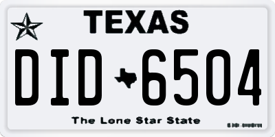 TX license plate DID6504