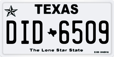 TX license plate DID6509