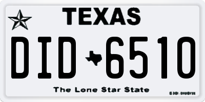 TX license plate DID6510