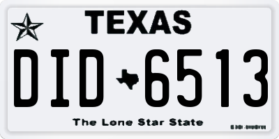 TX license plate DID6513