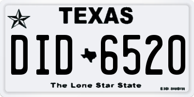 TX license plate DID6520