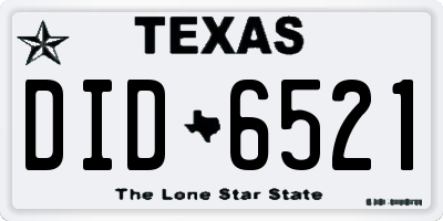 TX license plate DID6521