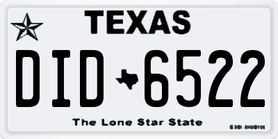TX license plate DID6522