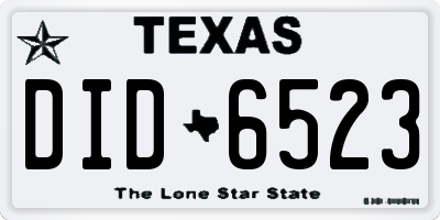 TX license plate DID6523