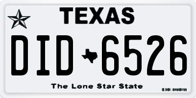TX license plate DID6526