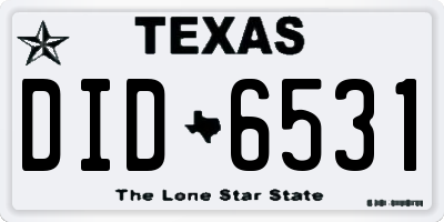 TX license plate DID6531