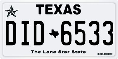 TX license plate DID6533