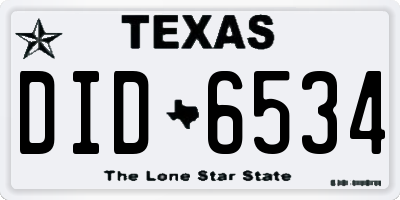 TX license plate DID6534