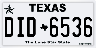TX license plate DID6536
