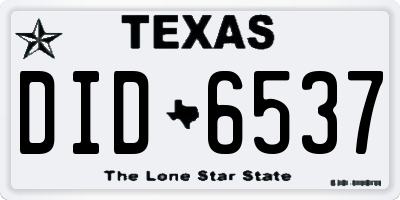 TX license plate DID6537