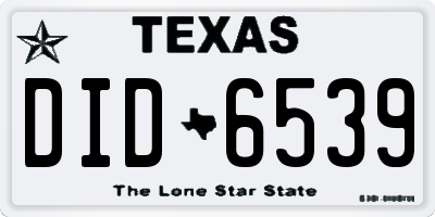 TX license plate DID6539
