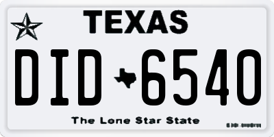 TX license plate DID6540