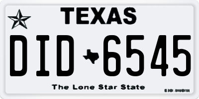 TX license plate DID6545