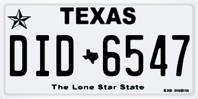 TX license plate DID6547