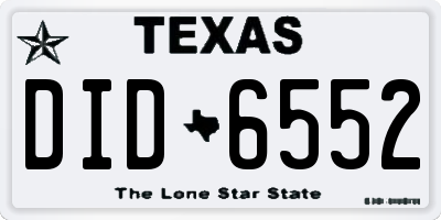TX license plate DID6552