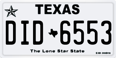 TX license plate DID6553