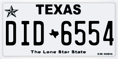 TX license plate DID6554